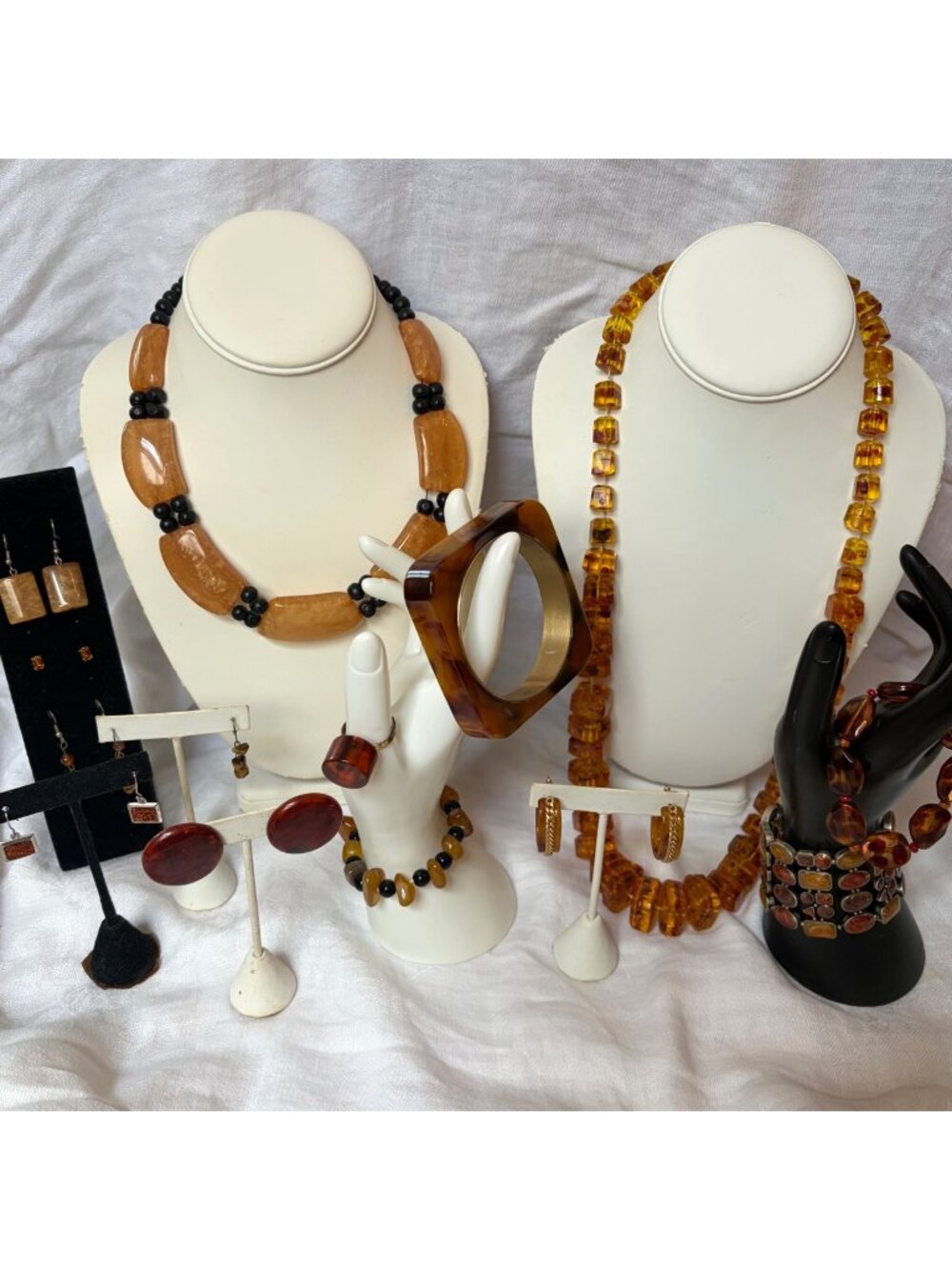 Amber Brown Jewelry Lot 14 Pc Fall Autumn Chunky Necklaces Bracelets Earrings